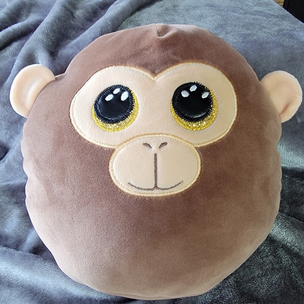 Ty Squish-a-Boos Dunston Monkey Plush Kids 8" Brown Excellent Glitter Eyes 604